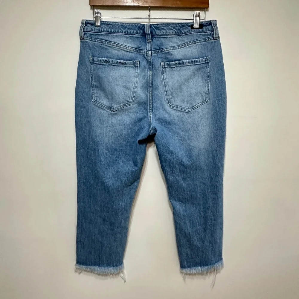 Liverpool‎ Distressed Crop Jeans Womens 12/31 Blue Denim High Rise Striaght
